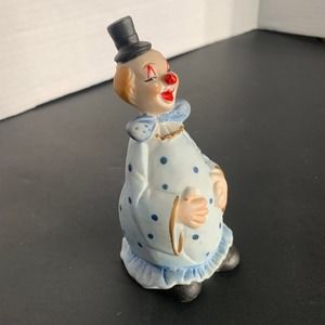 Cute Vintage A.A. Importing Co Blue Happy Circus Clown Bell Red Hair Porcelain